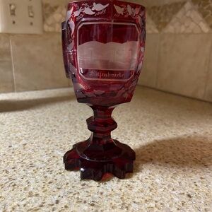 Antique Egermann Ruby Red Goblet